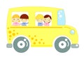School bus with children on white background Royalty Free Stock Photo