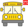 School bus color line icon, school and education, bus sign vector graphics, editable stroke colorful linear icon, eps 10 Royalty Free Stock Photo