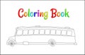 School bus coloring page, back to school concept, kids school vector illustration, school bus isolated on white Royalty Free Stock Photo