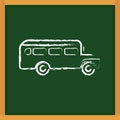 School bus drawn on chalkboard. Vector illustration decorative design