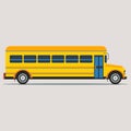 Flat Style Yellow School Bus Vector Illustration Royalty Free Stock Photo