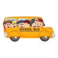 School bus filled with happy children cartoon vector illustration Royalty Free Stock Photo