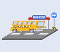 School bus flat skew icon