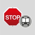 School bus front stop road sign design Royalty Free Stock Photo