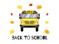 School bus front view vector illustration. Back to school.