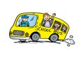 School bus with happy children. Royalty Free Stock Photo