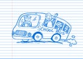 School bus with happy children. Royalty Free Stock Photo