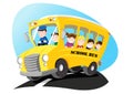 School bus heading to school with children Royalty Free Stock Photo