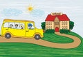 School bus heading to school