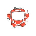 School bus icon in comic style. Autobus vector cartoon illustration on white isolated background. Coach transport business concept Royalty Free Stock Photo