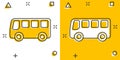 School bus icon in comic style. Autobus vector cartoon illustration on white isolated background. Coach transport business concept Royalty Free Stock Photo