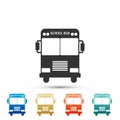 School Bus icon isolated on white background. Set elements in colored icons. Flat design. Vector Royalty Free Stock Photo