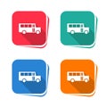 School bus icon on square button Royalty Free Stock Photo