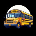 School Bus isolated on Black background transportation education illustration Design