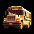 School Bus isolated on Black background transportation education illustration Design