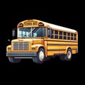 School Bus isolated on Black background transportation education illustration Design