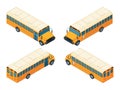 School bus isometric. Various views of school bus