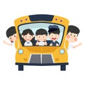 School bus with kids student to school