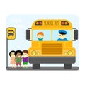 School bus kids transport vector illustration. Royalty Free Stock Photo