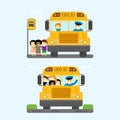 School bus kids transport vector illustration. Royalty Free Stock Photo