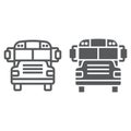 School bus line and glyph icon, school and education, transportation sign vector graphics, a linear pattern on a white Royalty Free Stock Photo
