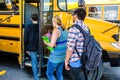 School bus loading children