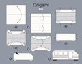 Origami tutorial for kids. Origami cute bus.