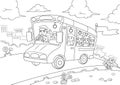 School bus outline for coloring book