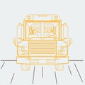 Outline Style Front View School Bus Vector Illustration Royalty Free Stock Photo