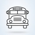 School Bus outline icon. Vector thin line illustration. school bus or public transport Royalty Free Stock Photo