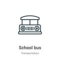 School bus outline vector icon. Thin line black school bus icon, flat vector simple element illustration from editable Royalty Free Stock Photo