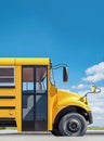 School bus parked on the road, concept of going back to school, beautiful sunny day