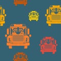 Front View School Bus Vector Illustration Seamless Pattern Royalty Free Stock Photo