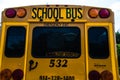 Rear of US school bus showing the Emergency Exit Royalty Free Stock Photo