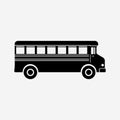 School Bus Simple Black Silhouette Vector, transportation Vehicle for School going Students Royalty Free Stock Photo