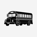 School Bus Simple Black Silhouette Vector, transportation Vehicle for School going Students Royalty Free Stock Photo