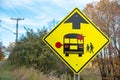 School bus stop ahead sign Royalty Free Stock Photo