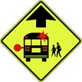 School Bus Stop Ahead Sign On White Background Royalty Free Stock Photo