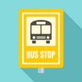 School bus stop sign icon, flat style Royalty Free Stock Photo