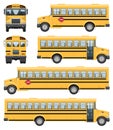 School bus vector illustration side, front, back view Royalty Free Stock Photo