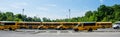 School buses parked in a parking lot at White Plains, NY 2