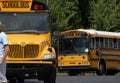 School buses in preparation to picking up children from school
