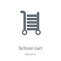 School cart icon. Thin linear school cart outline icon isolated on white background from education collection. Line vector school