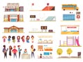 School Cartoon Icons Set Royalty Free Stock Photo