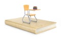 School chair on the book, 3d illustration