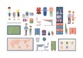 School character constructor kit, objects for animation, creating school characters.