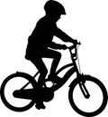 School child bicyclist silhouette Royalty Free Stock Photo