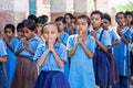 School Children attending a Kindergarden in the countryside outside Delhi