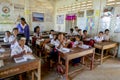 School children in classroom of Kampong Tralach Cambodia