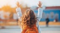 School children in classroom at lesson. Little children raising hands up and having fun in class. Royalty Free Stock Photo